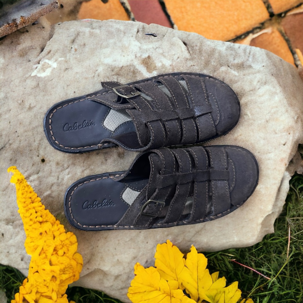 Cabelas Leather Strappy Sandals Slip Ons Slides 7 M EUC